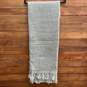 Basic Cozy Gray Fringe Scarf 